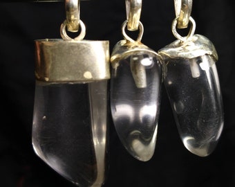 Clear Quartz Pendants with silver bails, Set of 3