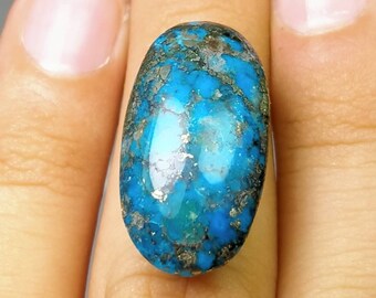 Natural good quality ring size turquoise with pyrite cabochon