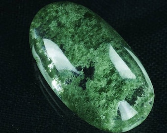 Green Chlorine Quartz Cabochon, Pakistan, 53.5 Carats