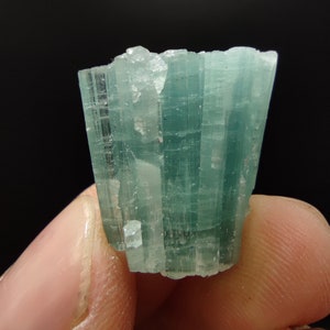 Aesthetic single small thumbnail size crystal of blue tourmaline crystal from Afghanistan, 7.3 grams