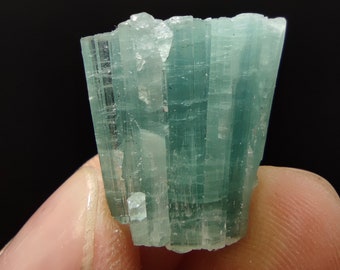 Aesthetic single small thumbnail size crystal of blue tourmaline crystal from Afghanistan, 7.3 grams