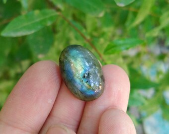 Cabochon de labradorite naturelle 22 carats (22 x 15,1 x 8,1 mm)