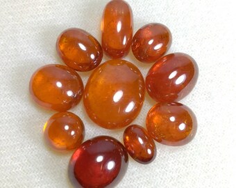 Lot de 64 carats de cabochons grenat spessartine, pierres précieuses oranges naturelles