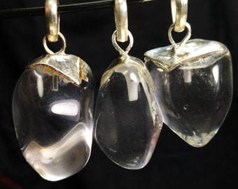 Clear Quartz Pendants with Silver bails, Set of 3