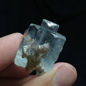 Natural top quality beautiful 16 grams double terminated clear aquamarine crystal with moscovite mica