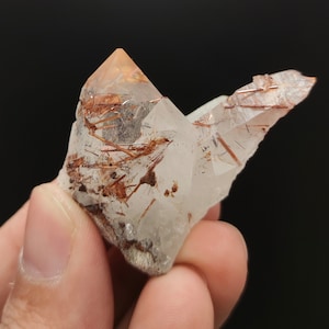 Natural aesthetic rare rutile var. sagenite included quartz with small crystals of siderite from Skardu Pakistan, 24 grams