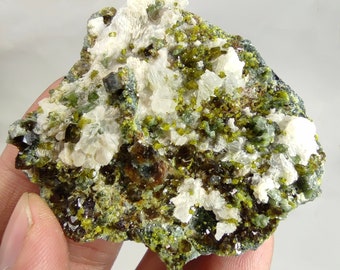 Andradite Garnet on matrix with green epidote and calcite from Afghanistan, 80 grams