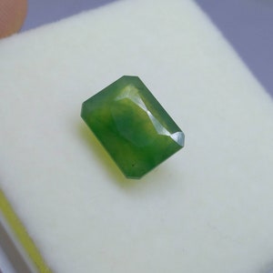 Natural fine quality beautiful 6 carats radiant shape green hydrograssular garnet gem