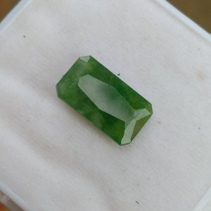 Natural top quality beautiful 13.5 carats radiant shape deep green hydrograssular garnet gem