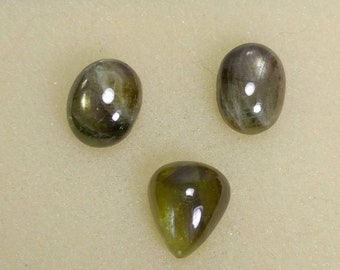 Green Star Sapphire Cabochons Set, 20 Carats Untreated