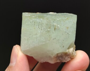 Natural terminated green aqua beryl crystal with albite matrix from skardu Pakistan, 68 grams