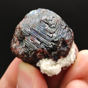 Natural red etched spessartine garnet crystal with a nice patterns from Pakistan, 35.1 grams