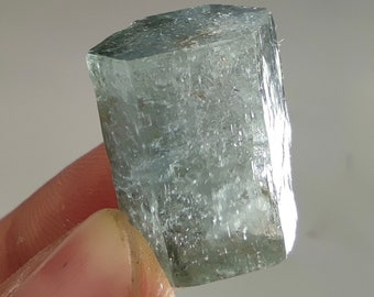 Natural small size terminated green aqua beryl crystal with albite matrix from skardu Pakistan, 6 grams