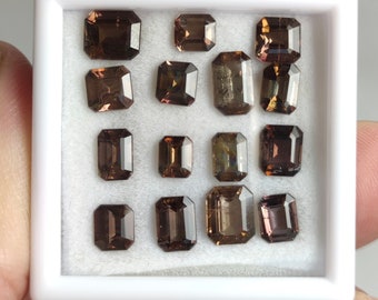 Rare natural faceted cut small lot of Axinite gems from Pakistan, 15 carats and 15 pieces.