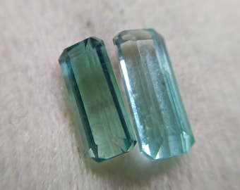 2 Carat Light Blue Tourmaline Gemstones, Faceted Radiant Cut