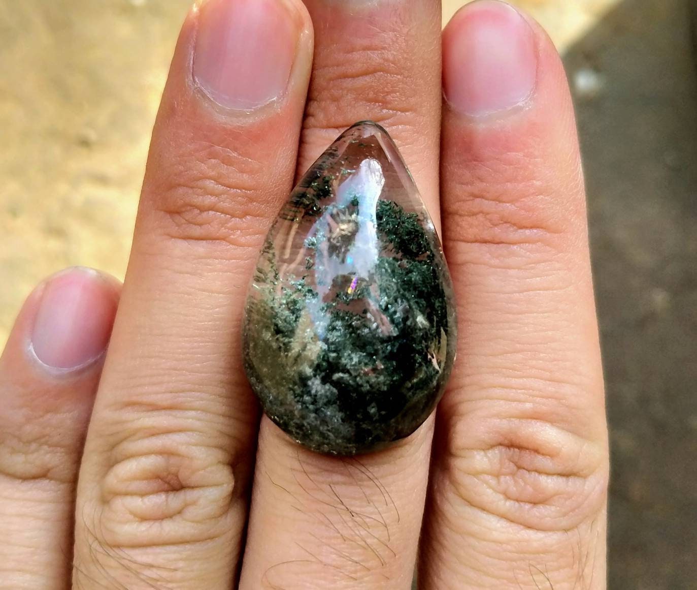 Cabochon En Numite Naturelle - Pierre Précieuse Brute De Guérison - Forme De Poire - 79 Carats