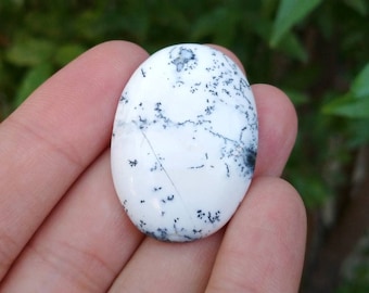 Cabochon ovale en opale dendritique, 41 carats