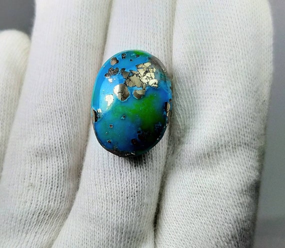 Natural Top Quality Turquoise With Pyrite Cabochon