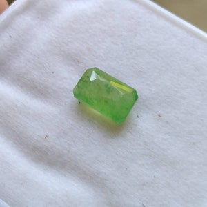Natural fine quality beautiful 5 carats radiant shape faceted green hydrograssular garnet gem