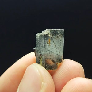 Blue aquamarine crystal with black tourmaline inclusion from Skardu GilgitBaltistan Pakistan, 3.2 grams