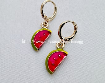 gold watermelon hoop earring endless hoops huggies dangle earring simple earrings everyday/gift for her