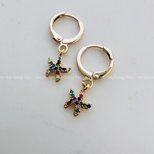 gold starfish hoop earring endless hoops huggies simple earrings 22mm