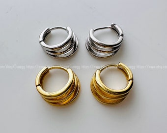 gold swan hoop earring endless hoops huggies dangle earring simple earrings everyday/gift for her