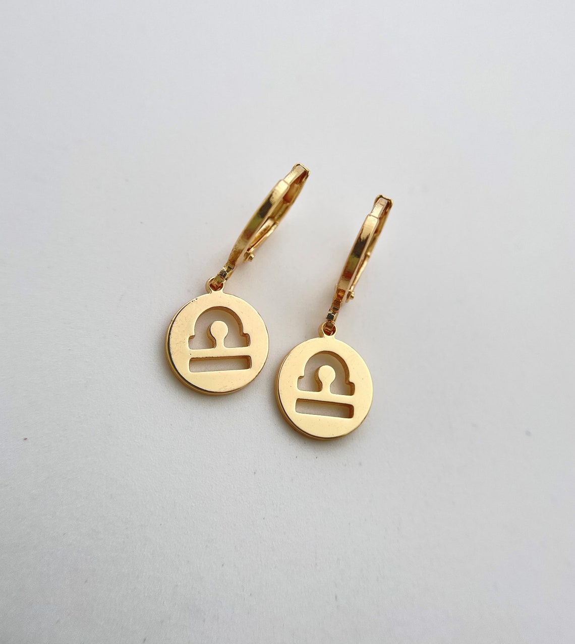 Gold Zodiac Libra Hoop Earring Endless Hoops Huggies Dangle Etsy