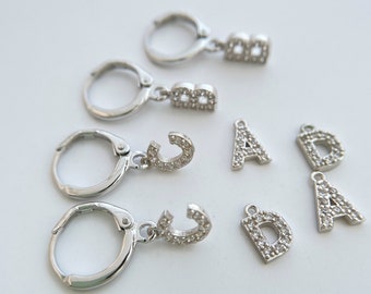 silver personalize initial letter alphabet hoop earring hoops endless huggies personalized