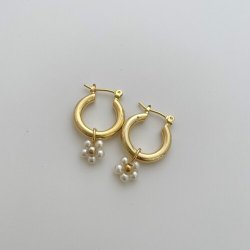 Gold Dice Hoop Earring Hoops Endless Huggies Dangle Simple Etsy