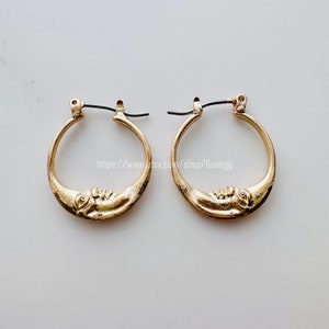 1 pair,  moon hoop earring endless hoops huggies dangle earring simple earrings everyday/22mm