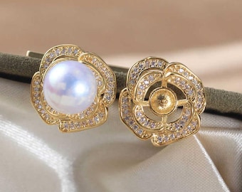 without pearl, earrings setting 8mm , 1 pair