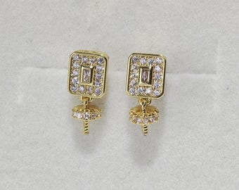 without pearl, earrings setting 8mm , 1 pair
