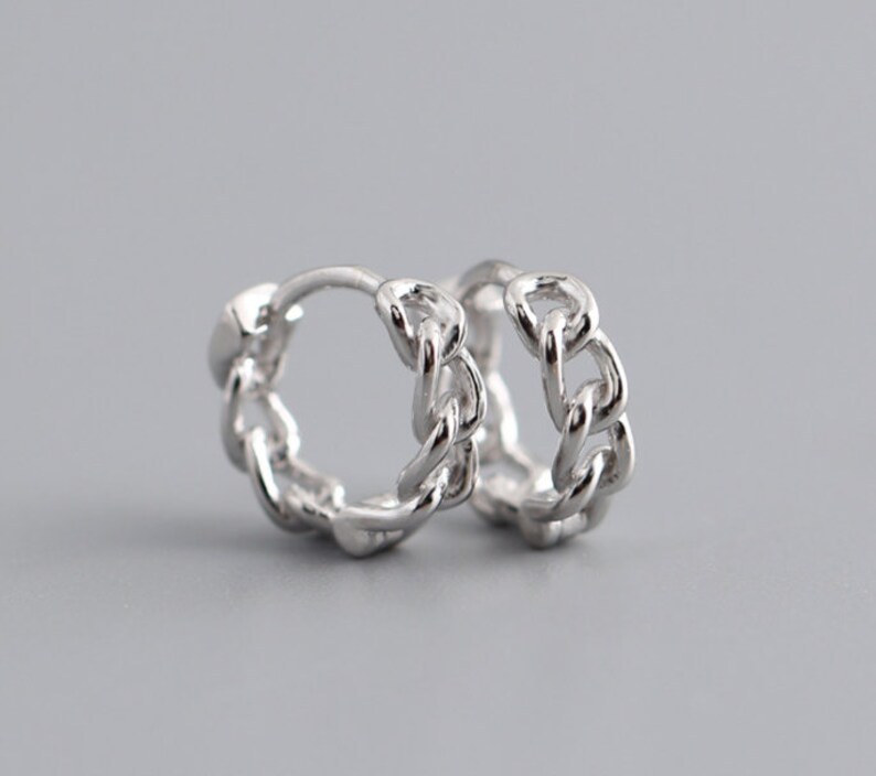 TINY 9MM Solid Sterling Silver Chain Link Hoop Earring Endless Etsy