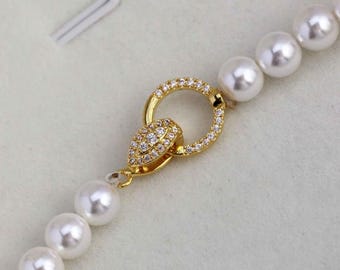 pearl clasp, 18mm, 3 sets
