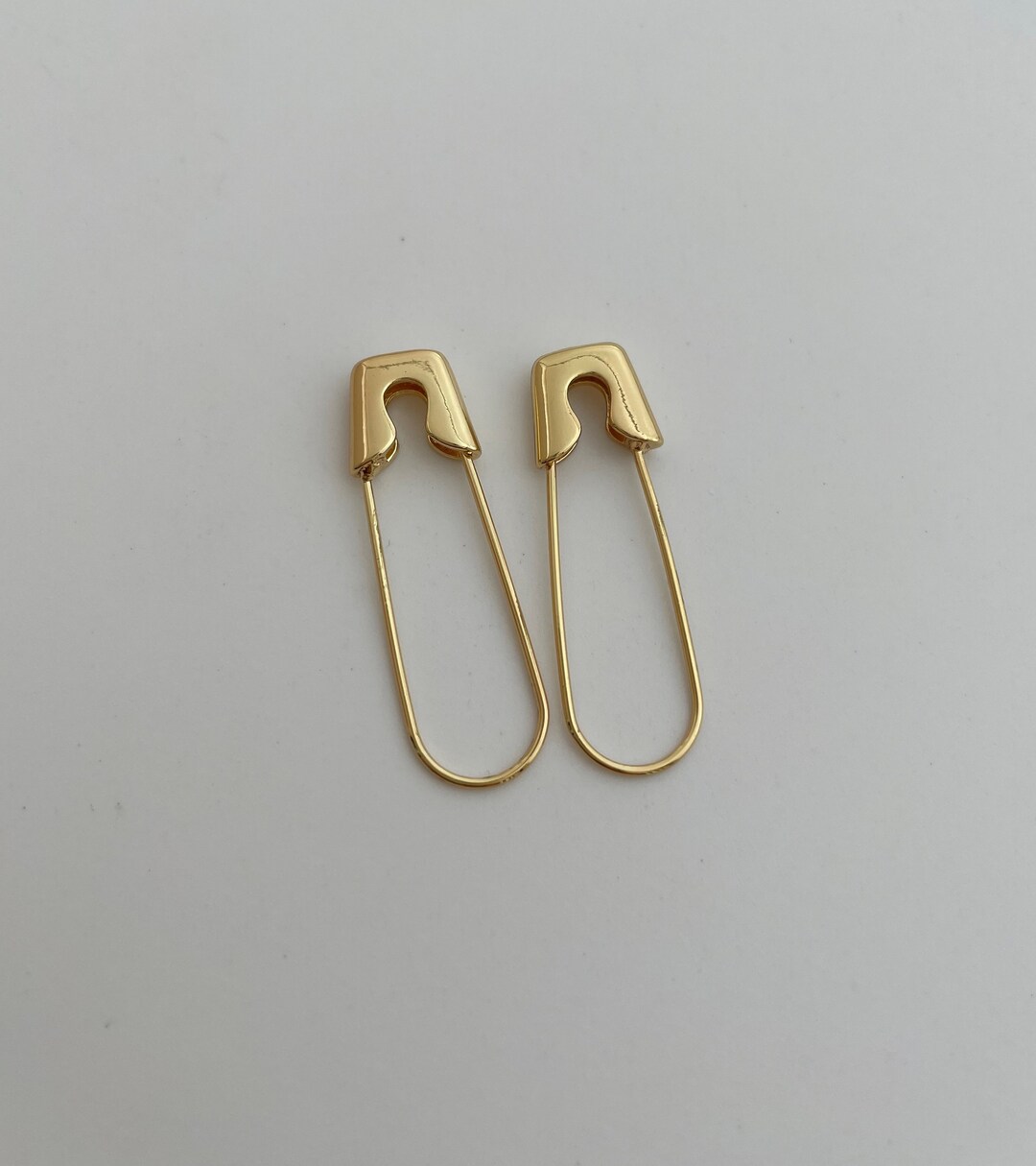 Gold Safety Pin Hoop Earring Endless Hoops Huggies Dangle Etsy