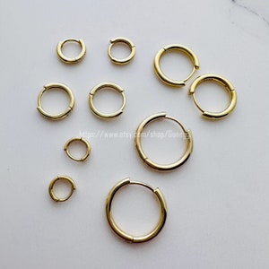 gold sterling silver blank 8mm/10mm/12mm/15mm/19mm circle hoops, earrings, 1 pair