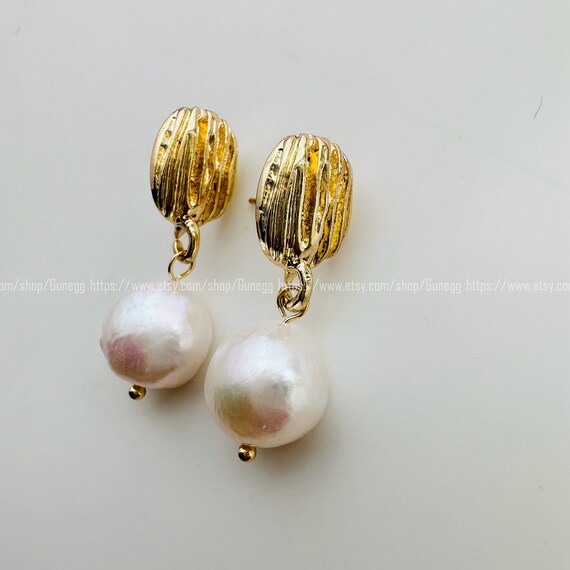Gold 30mm Pearl Drop Stud Earring Dangle Earrings Etsy Australia