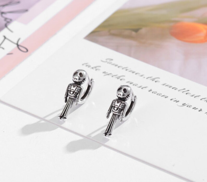 sterling silver skull hoop earring hoops endless huggies simple earrings everydaygift for her