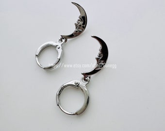 silver moon hoop earring hoops endless huggies dangle simple earrings everyday/gift for her