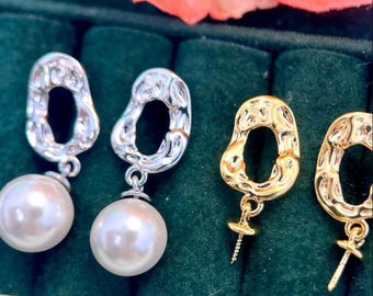 without pearl, earrings 9mm settings , 1 pair