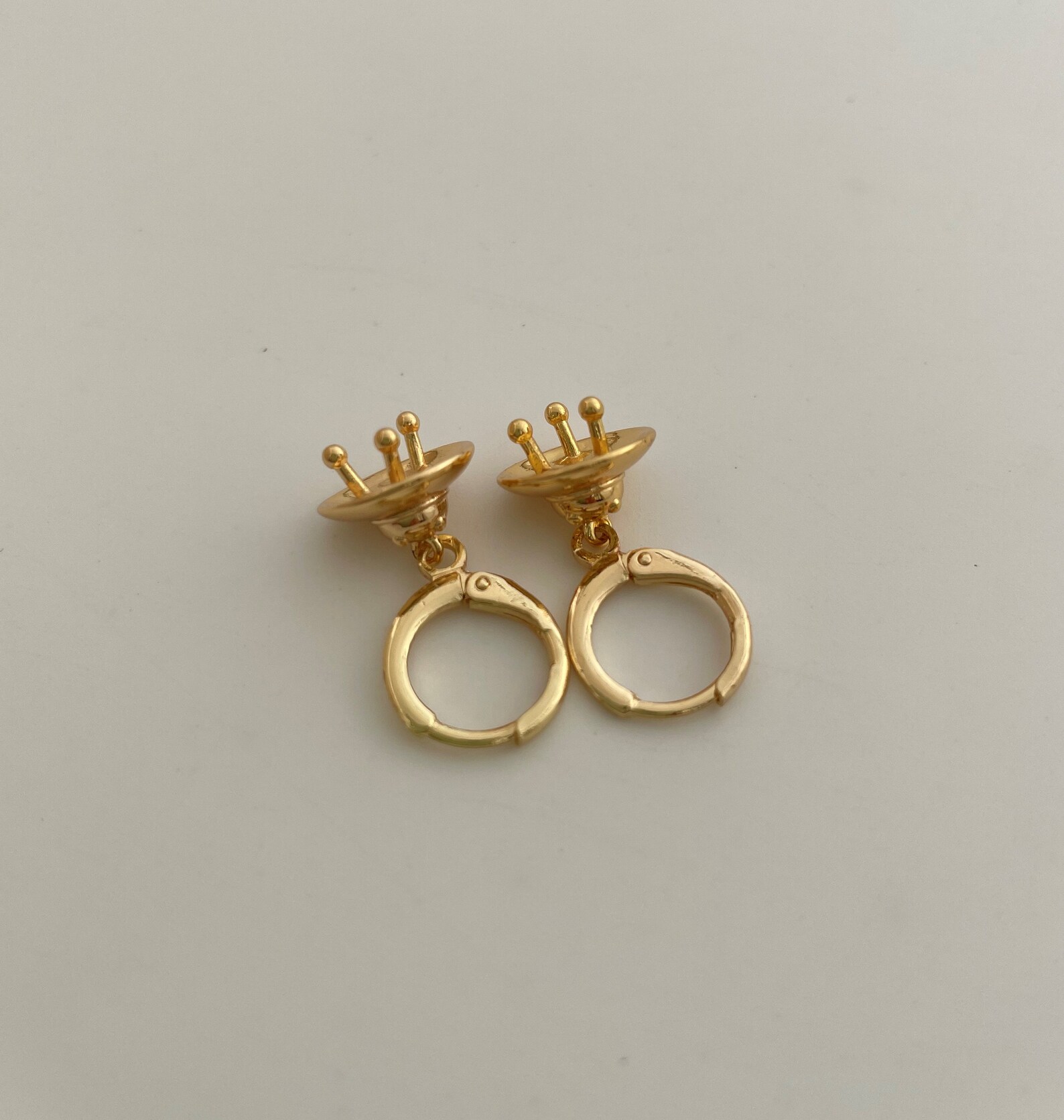 Gold UFO Hoop Earring Endless Hoops Huggies Dangle Earring Etsy