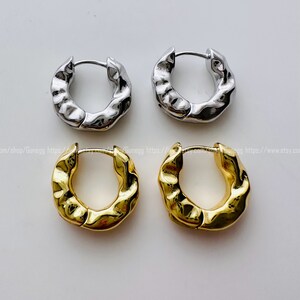 1 pair, hammered circle hoop earring endless hoops huggies dangle earring simple earrings everyday , 16mm