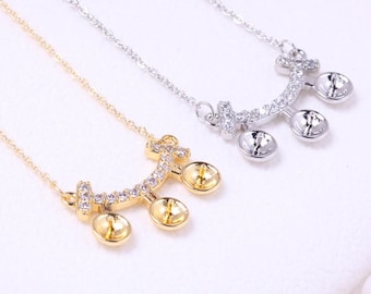 without pearl, with chain, necklace setting, 1 piece, chain 45cm, for 6mm bead