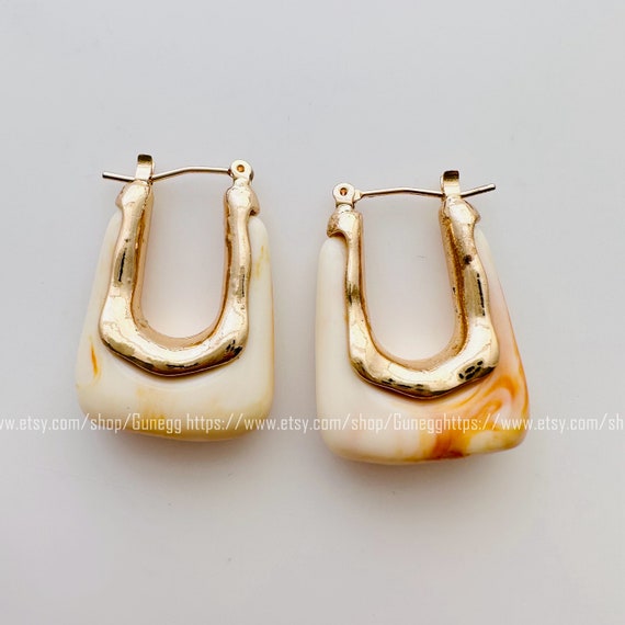 Gold U Shaped Hoop Earring Endless Hoops Earrings 30mm Etsy