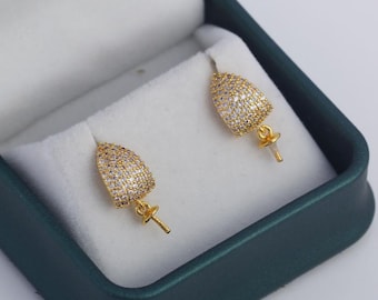 without pearl, earrings 8mm settings , 1 pair