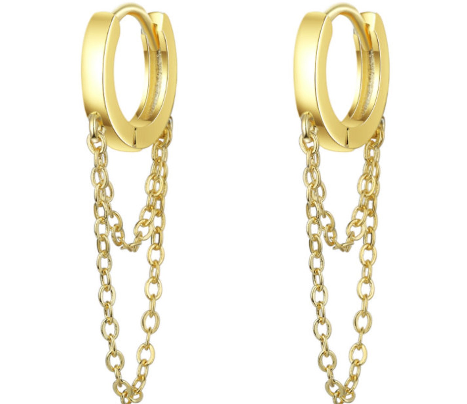 Sterling Silver Gold Chain Hoop Earring Endless Hoops Huggies Etsy