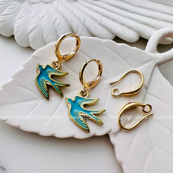 gold swallow bird hoop earring earring simple earrings everyday / gift for her / 26mm