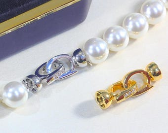 pearl clasp, 25mm, 3 sets