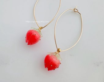 peach hoops, earrings, 1 pair, 48mm